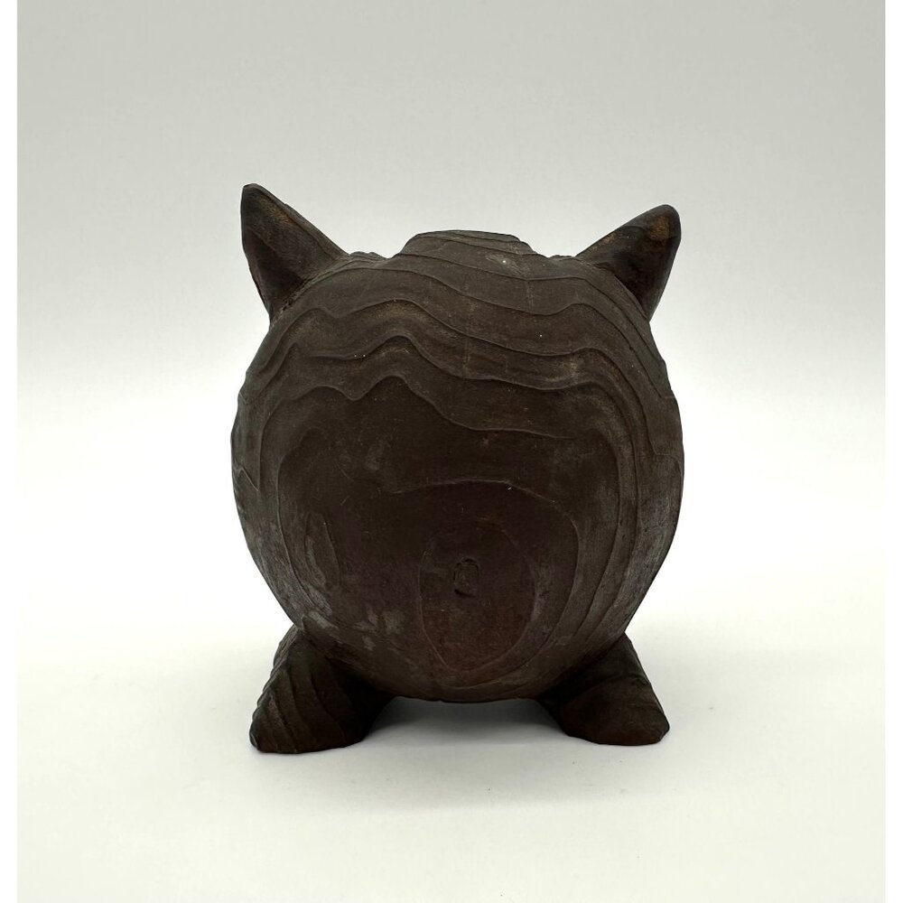 Vintage Owl Figurine Carved Wood Googly Eyes Mid Century Modern Kitsch Horned - Picture 3 of 9